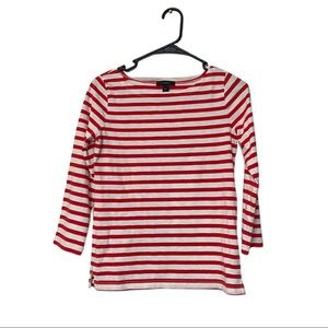 J Crew Red White Stripe 3/4 Sleeve Shirt Size XXS